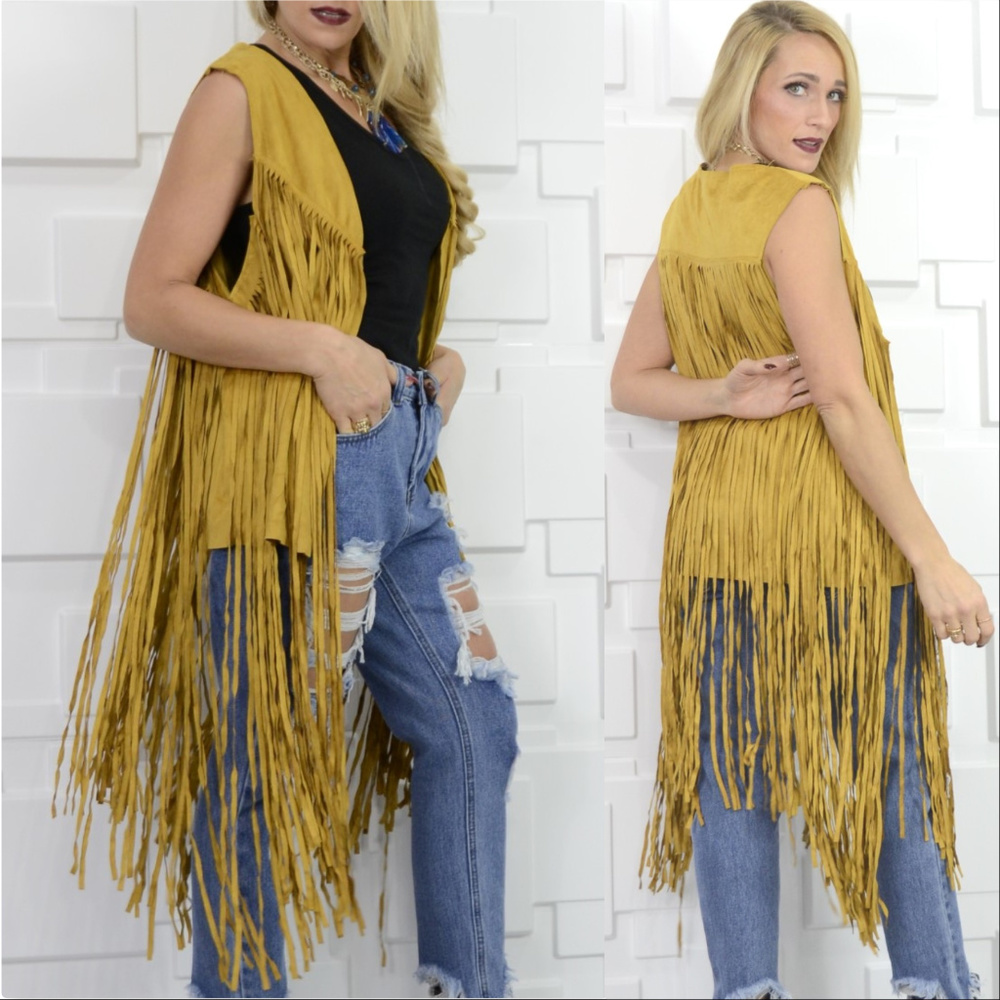 🛑LAST 1🛑 BOHO BEAUTY- FAUX SUEDE FRINGE VEST - Picture 2 of 3